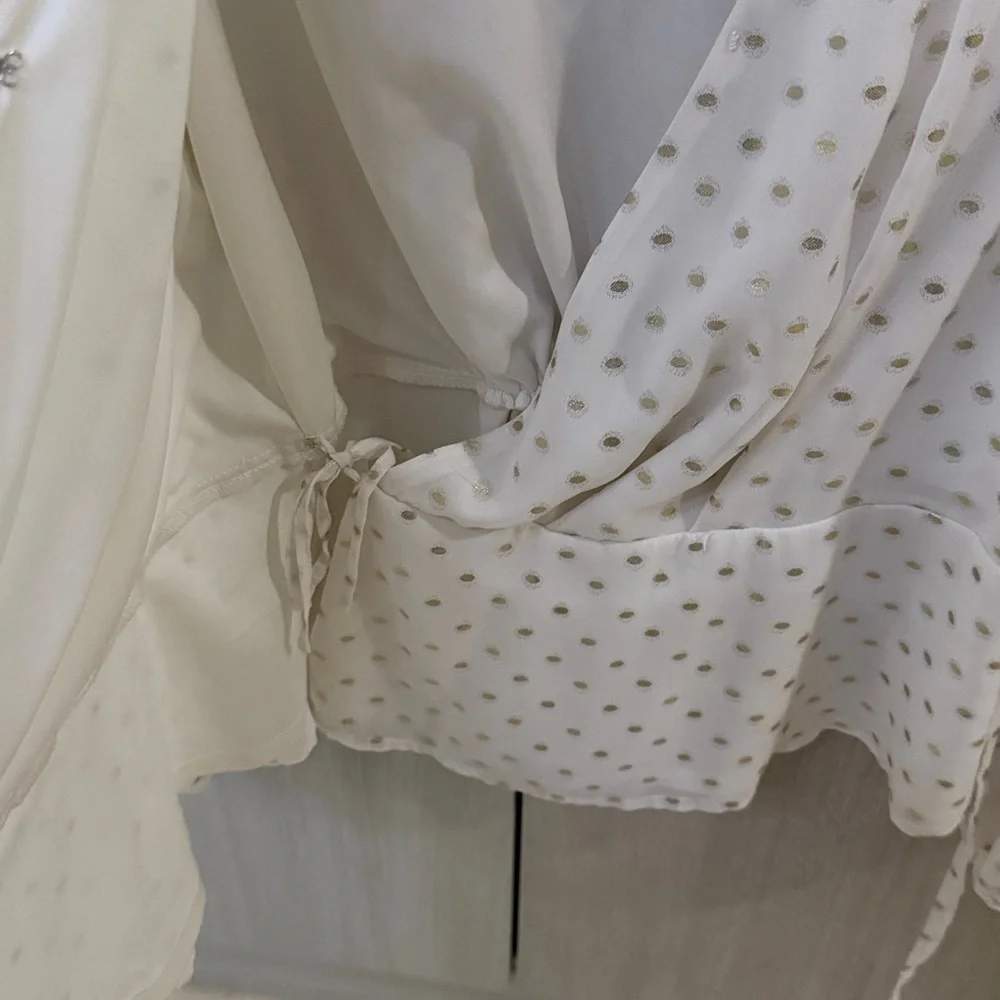 Moving Sale 🛍️Banana Republic Cream Gold Dot Wrap Blouse - Picture 6 of 7